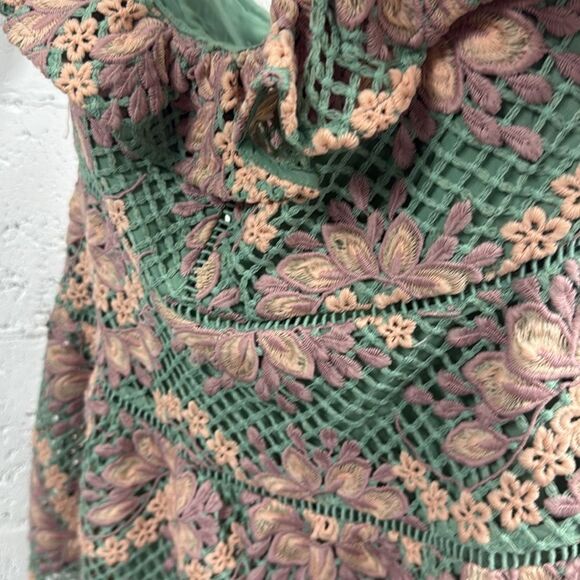 Floral Lace Dress Ruffle Detail - BRAND NEW - NWOT - Size Medium Off Shoulder - Picture 2 of 4